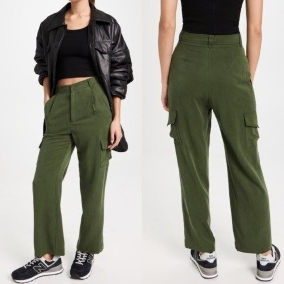 Reformation Pants - Reformation Jackson Trousers Olive Green Fern Cargo Pants Size 0 NWT
